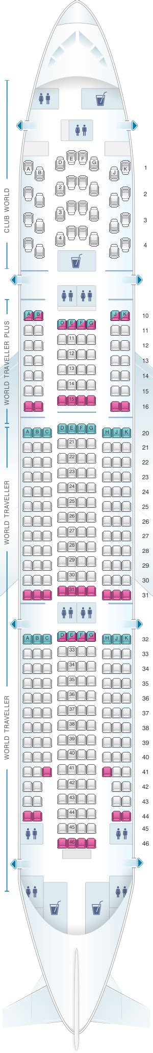Seat map of British Airways Boeing 777.